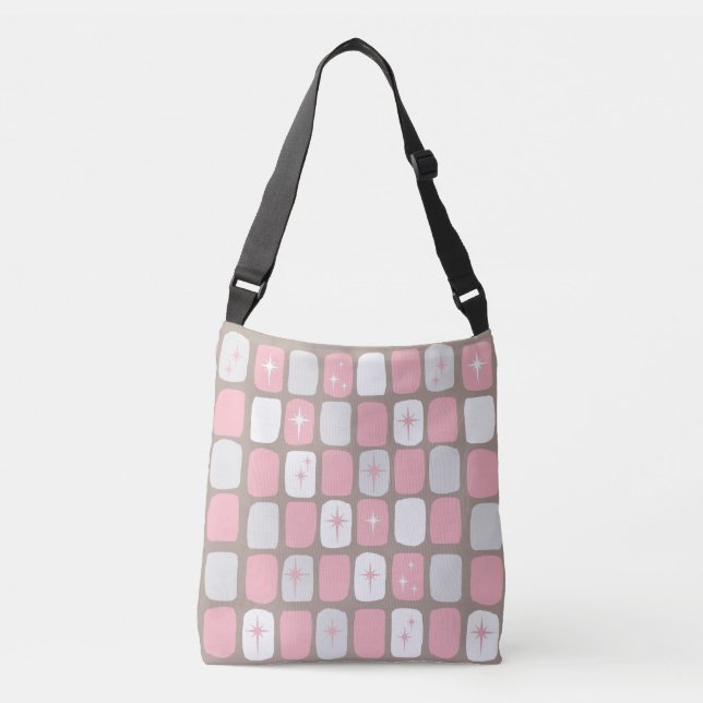 Retro Pink Starbursts Cross Body Bag (Front)