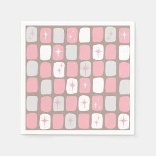 Retro Pink Starbursts Paper Cocktail Napkins