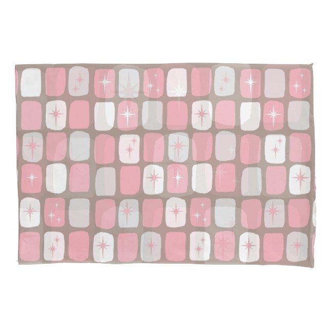 Retro Pink Starbursts Pillowcase (Front)