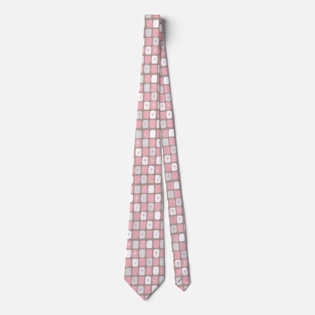 Retro Pink Starbursts Tie (Front)