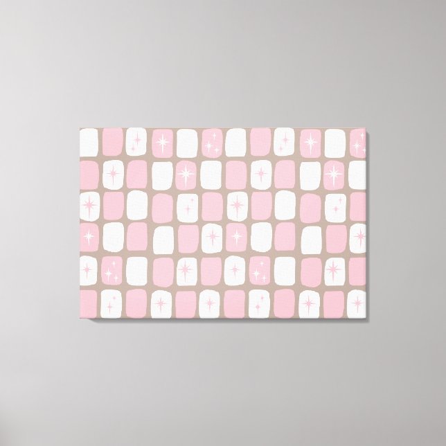 Retro Pink Starbursts Wrapped Canvas (Front)
