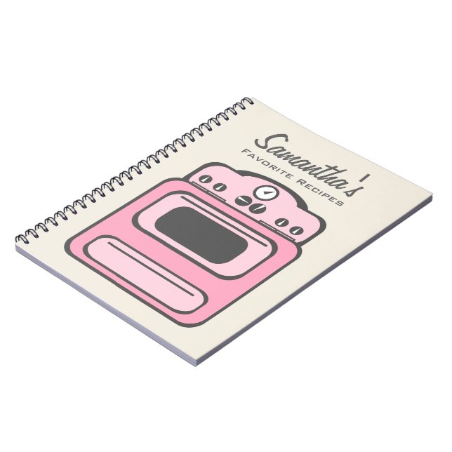 Retro Pink Stove Recipe Notebook (Left Side)