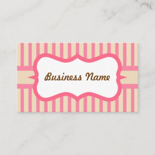Retro Pink Striped Business Card