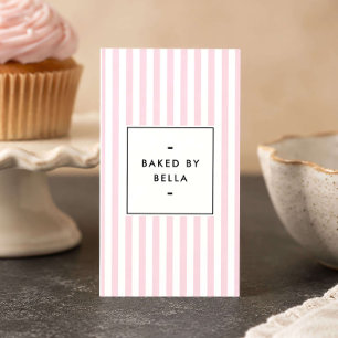 Retro Pink Stripes Home Bakery Business Card