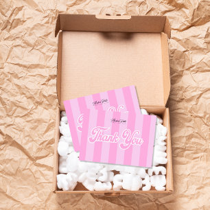 Retro Pink Stripes Thank You Card