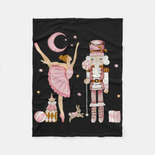 Retro Pink Sugar Plum Fairy Nutcracker Christmas C Fleece Blanket