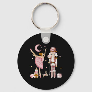 Retro Pink Sugar Plum Fairy Nutcracker Christmas C Key Ring