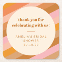 Retro Pink Sunset Stripes Custom Bridal Shower 