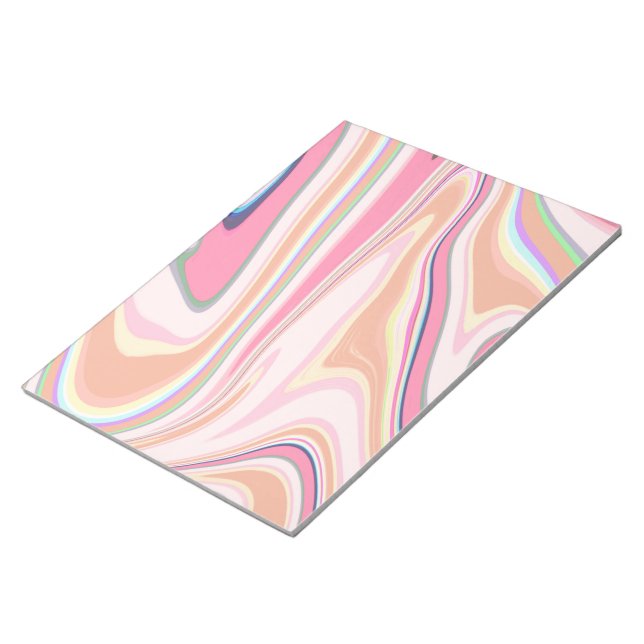 Retro Pink Swirl Liquid Painting Aesthetic Design Notepad (Angled)