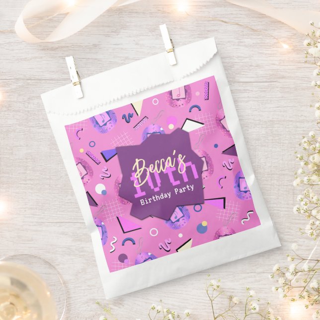 Retro Pink Tamagotchi Birthday Favour Bags (Clipped)