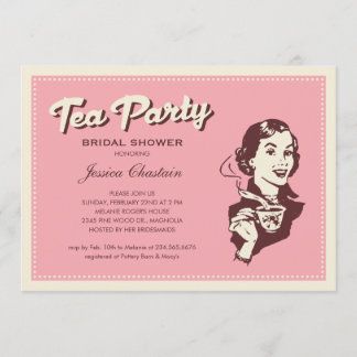 Retro Pink Tea Party Invitations