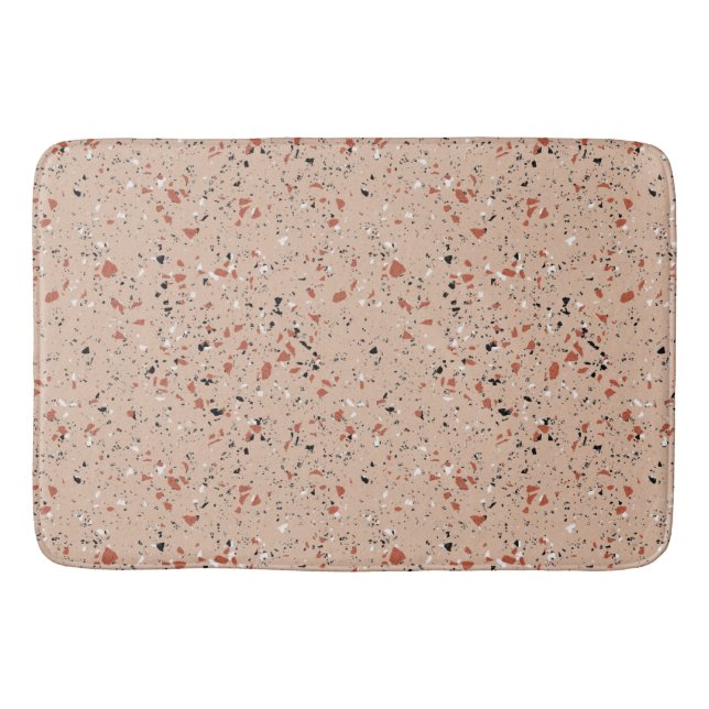 Retro Pink Terrazzo Marble Pattern Bath Mat (Front)