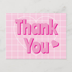 Retro Pink Thank You  Postcard