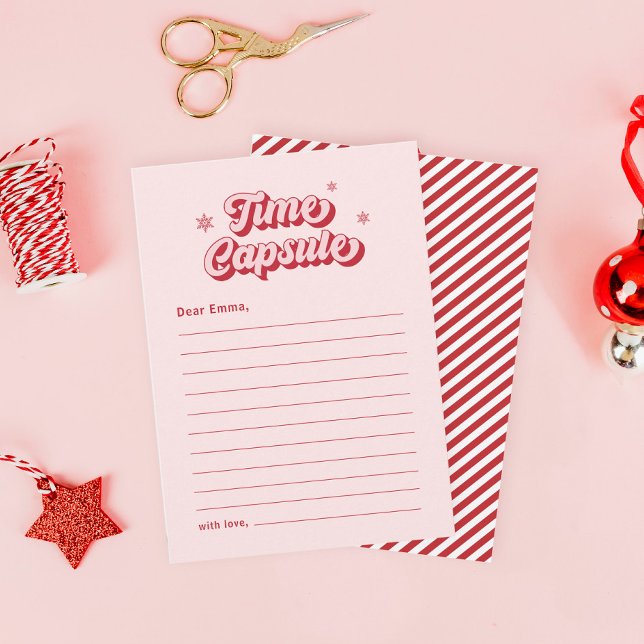 Retro Pink Time Capsule Christmas Baby Shower Game Card (Creator Uploaded)