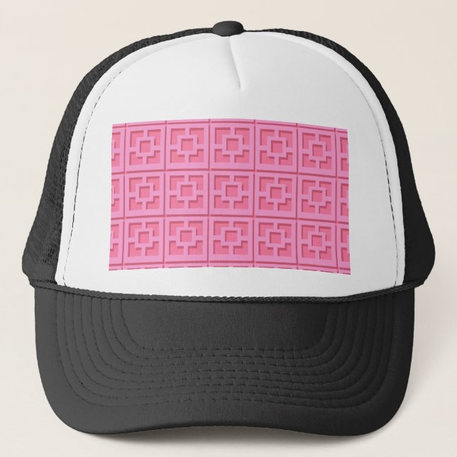 Retro Pink Trellis Trucker Hat (Front)