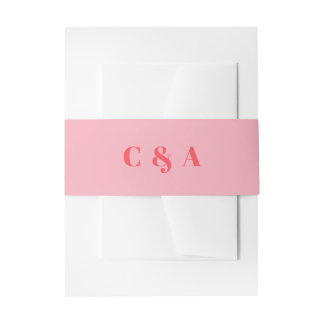 Retro Pink Trendy Black and White Invitation Belly Band
