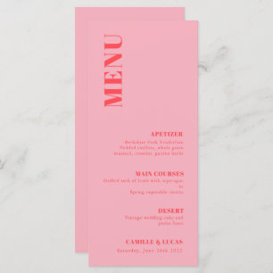 Retro Pink Trendy Wedding Menu