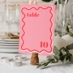 Retro Pink Trendy Wedding Table Number