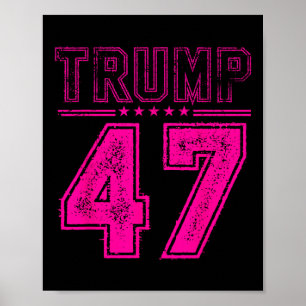 Retro Pink Trump 47 President Usa Flag For Trump Poster