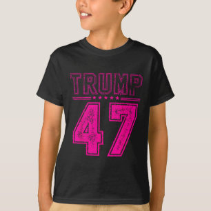 Retro Pink Trump 47 President Usa Flag For Trump T-Shirt