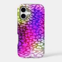 Retro pink violet green leopard print skin