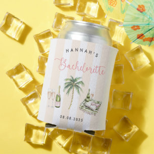 Retro Pink Wine Country Bachelorette Weekend Can Cooler