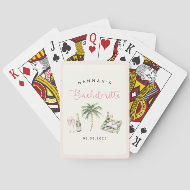 Retro Pink Wine Country Bachelorette Weekend Playing Cards (Back)