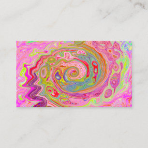 Retro Pink, Yellow and Magenta Abstract Groovy Art Business Card