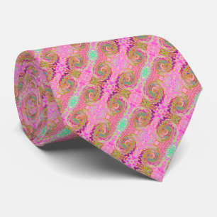 Retro Pink, Yellow and Magenta Abstract Groovy Art Tie