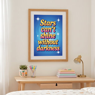 Retro Pink Yellow Gradient Motivational Star Quote Poster