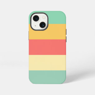 Retro Pink Yellow Green Blue Stripes iPhone 13 Mini Case