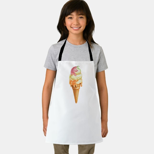 Retro Pink Yellow Orange Ice Cream Cone Apron (Insitu)