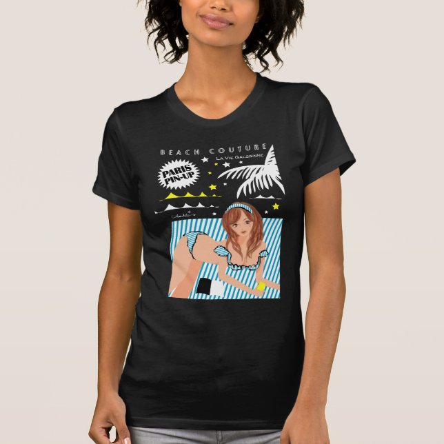 Retro Pinnap Tropical Beach T-Shirt (Front)
