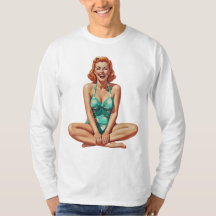 Retro PinUp 1950s Girl in Floral Swimsuit