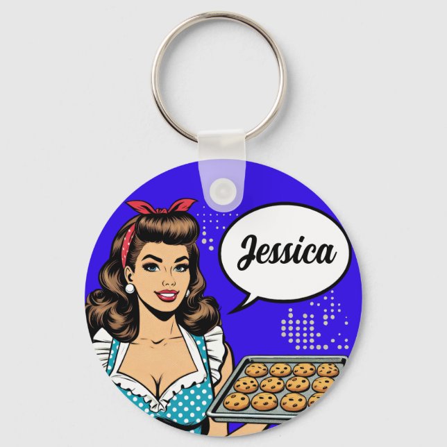 Retro Pinup_Bless Your Heart  Key Ring (Front)