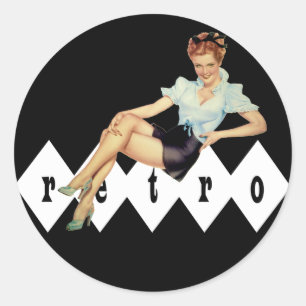 Retro Pinup Classic Round Sticker