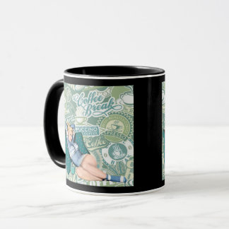 Retro Pinup Girl Coffee Break Collage Mug