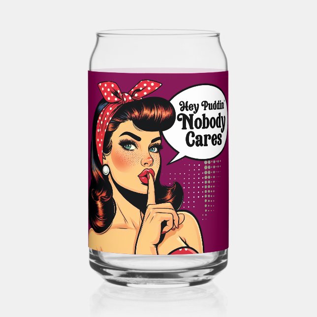 Retro Pinup_ Hey Pudding Can Glass (Front)