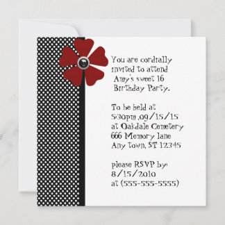 Retro Pinup Polka Dot Sweet 16 Birthday Invitation