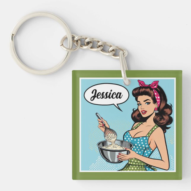 Retro Pinup_ With Kindness Key Ring (Front)