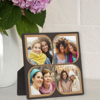 Retro Pinwheel Flower Petal 4 Photo Collage Brown