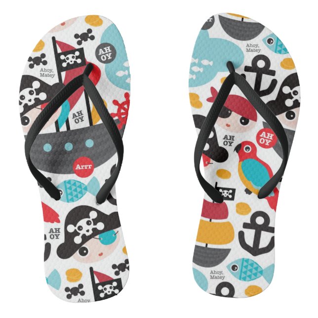Retro pirates illustration sailing jandals (Footbed)
