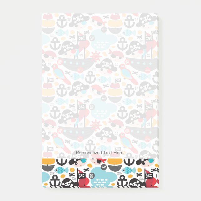 Retro pirates illustration sailing post-it notes (Front)