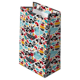 Retro pirates illustration sailing small gift bag