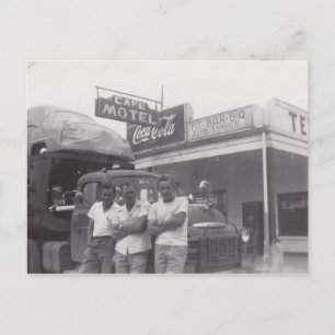 Retro Pit Bar-b-cue sign Truck Driver Cafe Motel Holiday Postcard