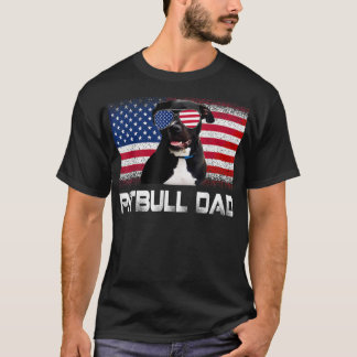 Retro Pitbull Dad Dog Lover Owner Father's Day Ame T-Shirt