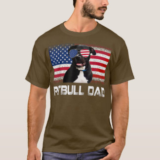 Retro Pitbull Dad Dog Lover Owner Father's Day Ame T-Shirt