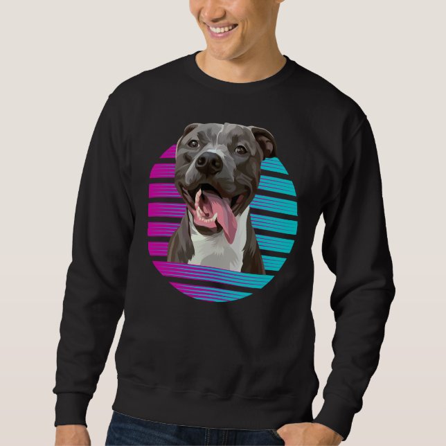 Retro Pitbull Pitbull Pit Bull Dog Sweatshirt (Front)