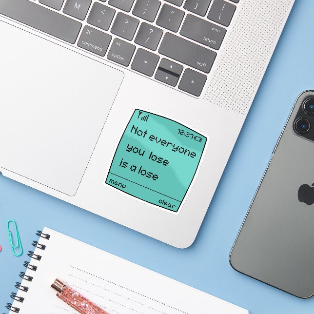  Retro Pixel Art Cell Phone Sticker (Laptop w/ iPhone)