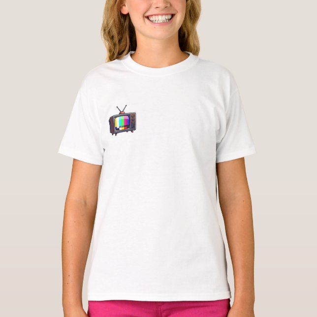 Retro Pixel Art Colour Bar Television Kids T-Shirt (Front)